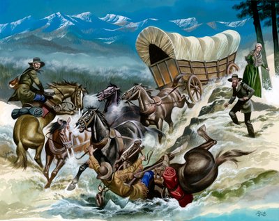 西へ向かう途中の事故 作： Ron Embleton