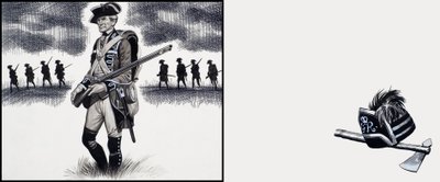 アメリカ独立戦争当時のイギリス兵（紙にグワッシュ） 作： ロン・エンブルトン