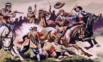 ニューフォレストの子供たち』よりイングランド内戦の戦闘シーン 作： Ron Embleton