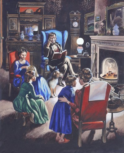 時代を超えて成長する：イギリスの貧しい小金持ちの少女たち（ガッシュ、紙） 作： Ron Embleton