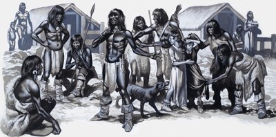 二人の白人の子供を連れたインディアン 作： ロン・エンブルトン