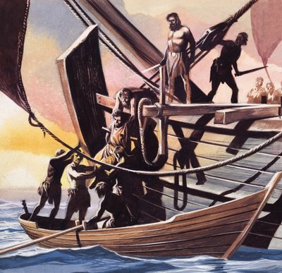 囚われの海賊（紙にグワッシュ） 作： Ron Embleton