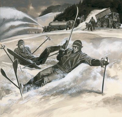 スキーヤーとスノーマシン 作： Ron Embleton