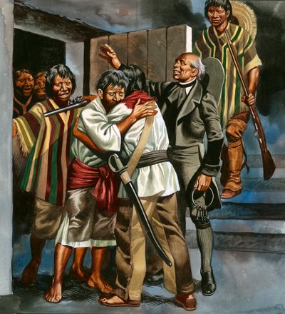 メキシコ革命は、イダルゴ神父が武装した一団を率いて地元の刑務所に向かったことから始まった。 作： ロン・エンブルトン
