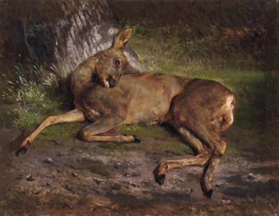 森の中のノロジカ（キャンバスに油彩） 作： Rosa Bonheur