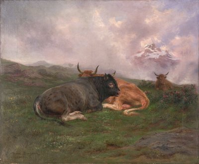 1885年、アルプスの丘の中腹にある牛 作： Rosa Bonheur