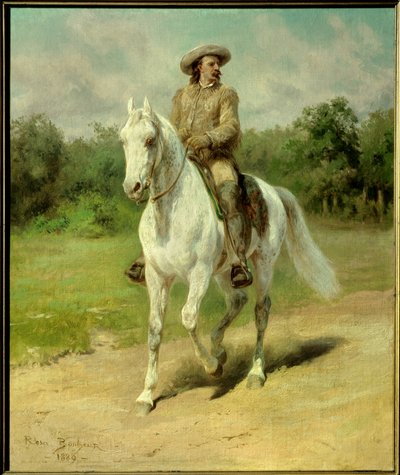 バッファロー・ビルとして知られるウィリアム・フレデリック・コーディ（1846-1917）の肖像。ローザ・ボヌール(1822-1899)による1889年の絵画。Cody, Buffalo Bill Historical Center.- ウィリアム・フレデリック・コーディ（1846-1917）の肖像、ニック 作： Rosa Bonheur