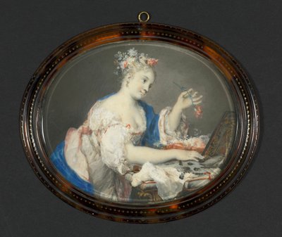 花を髪に挿す女性」1710年頃 作： Rosalba Carriera