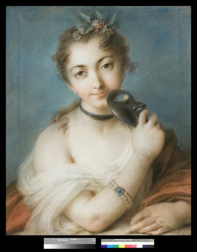 マスクを持つ女性の肖像、c.1720-30 作： Rosalba Giovanna Carriera