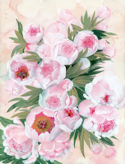 ほのかに色づいた牡丹の花 作： 