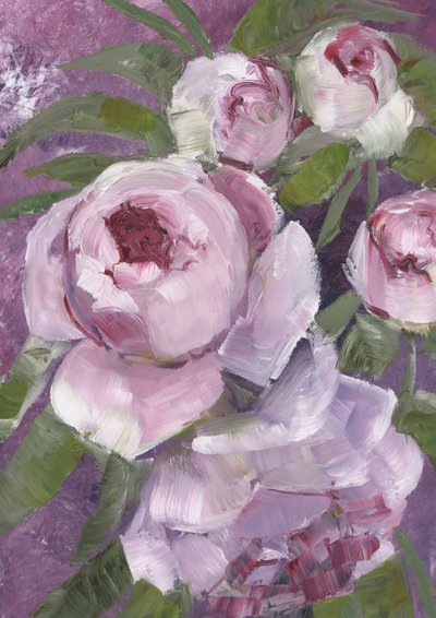 絵画的なピンクの牡丹 作： Rosana Laiz Blursbyai