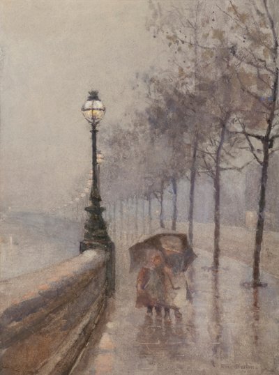堤防の子供たち（水彩画） 作： Rose Maynard Barton
