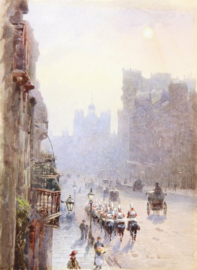 ホース・ガード、セント・ジェームズ・ストリート（水彩画） 作： Rose Maynard Barton