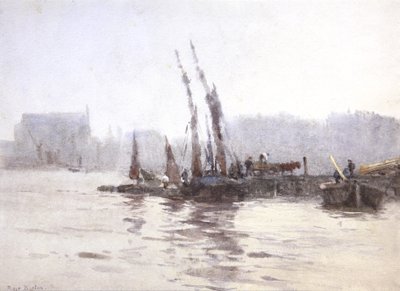 はしけの荷揚げ（水彩画） 作： Rose Maynard Barton