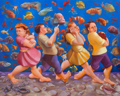 紅海を渡る, 2008 (キャンバスに油彩) 作： Rosemarie Adcock
