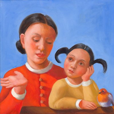新しいことを学ぶ、2022年（キャンバスに油彩） 作： Rosemarie Adcock