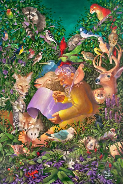 大洪水の前のノアと動物たち, 2004 （キャンバスに油彩） 作： Rosemarie Adcock