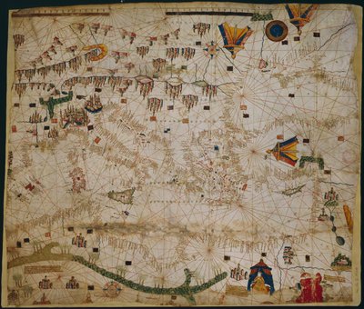 地中海と黒海の海図、1440 年代 作： Rossell