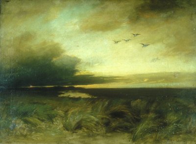 ロックアウェイの近くの夜（キャンバスに油彩） 作： Roswell M. Shurtleff