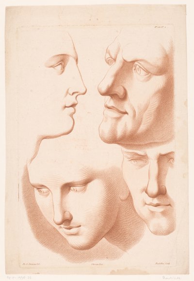 男と女の頭 自然からの描画の原則、パート 2 (シリーズ タイトル) IIe Cahier de Principes du Dessin d