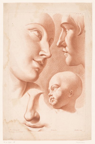 女性、男性、子供の頭 自然からの描画の原則、パート 2 (シリーズ タイトル) IIe Cahier de Principes du Dessin d