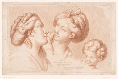 2 つの女性の頭と子供の頭を持つタイトル プリント IVe Cahier de Principes du Design d