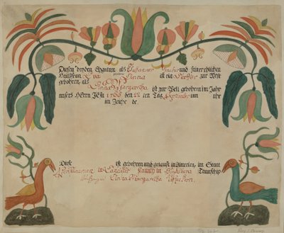 ペンシルベニア州ドイツ出生および洗礼証明書 作： Roy S. Brown