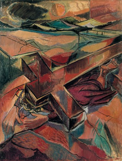 十字架の重みで倒れるキリスト、1940 年代 作： Roy de Maistre