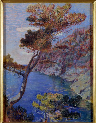 イタリア・ポルトフィーノの眺め 絵画：ルバルド・メレッロ（1872-1922） Dim 60x46 cm Genes, Galleria d