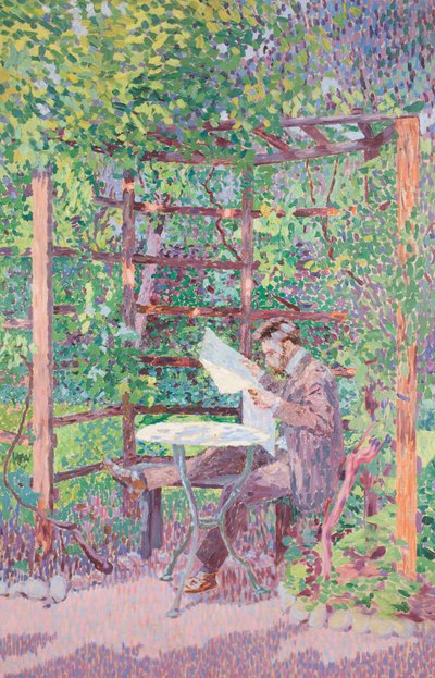 あずまやで読書する男性 作： Rudolf Junk