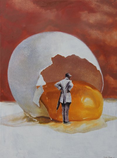 シュールな男と巨大な卵 作： Rudolf Kosow