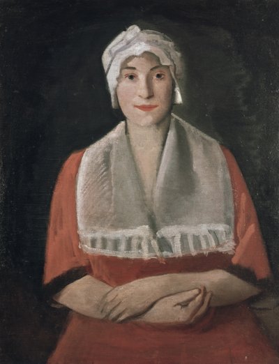 白い帽子の女性の肖像 作： Rudolf Kremlicka