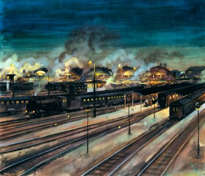 ドイツ鉄道 - 夜のミュンヘン中央駅 作： Rudolf Lipus