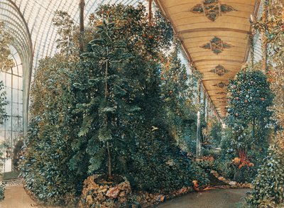 レドニツェ宮殿のパームハウスの内部 作： Rudolf von Alt