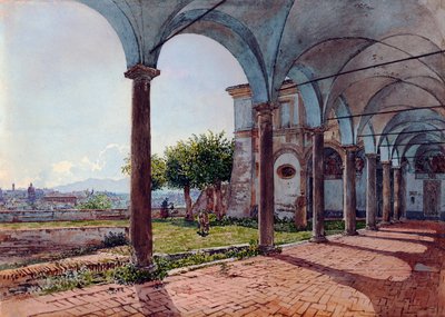 聖オノフリオ教会からのローマ (イタリア) の眺め (ローマの聖オノフリオからの眺め) - ルドルフ・フォン・アルト (1812-1905) の作品、紙に水彩 (26.6 x 37.4 cm) 作： Rudolf von Alt