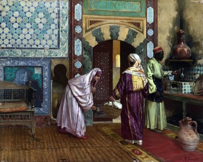 ハマムの中で par Ernst, Rudolf (1854-1932), - 油彩・キャンバス, 48,8x60,9 - 個人蔵 作： Rudolphe Ernst