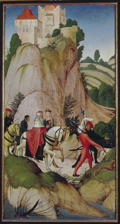 聖レオポルドの伝説のシーン、1505（パネル上のテンペラ） 作： Rueland, the Younger Frueauf