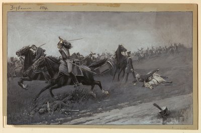 リニーで馬に乗っていないブリュッヒャー 作： Rufus Fairchild Zogbaum