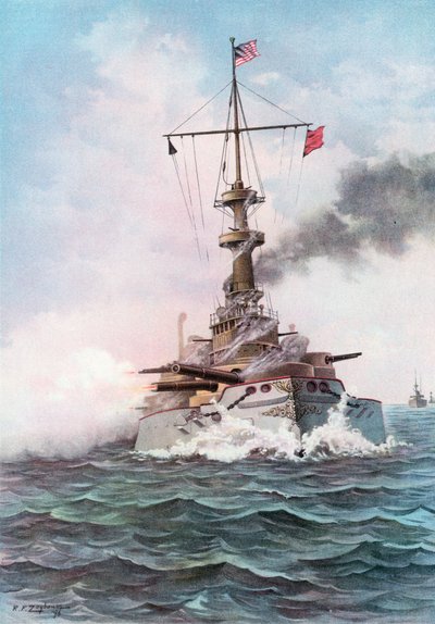 ターゲットの練習での米国の戦艦インディアナ 作： Rufus Fairchild Zogbaum