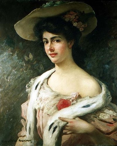 帽子をかぶった芸術家の妻の肖像 作： Rupert Charles Wolston Bunny