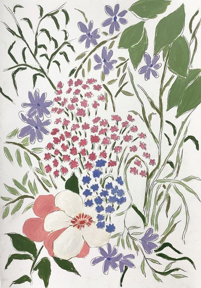 色とりどりの庭の花々 作： 
