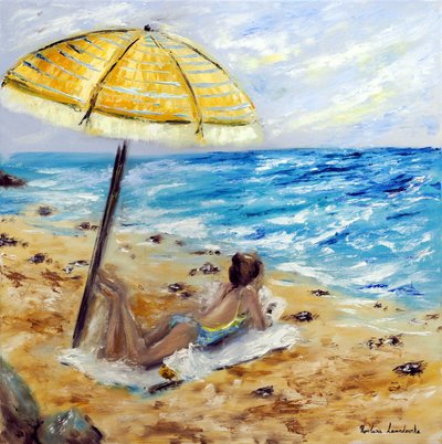 ビーチ・デイ、2022年（油彩、キャバス） 作： Ruslana Levandovska