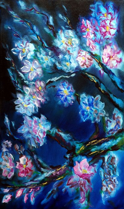 Eternal Blossoms Triptych - 左、2024年（キャンバスに油彩） 作： Ruslana Levandovska