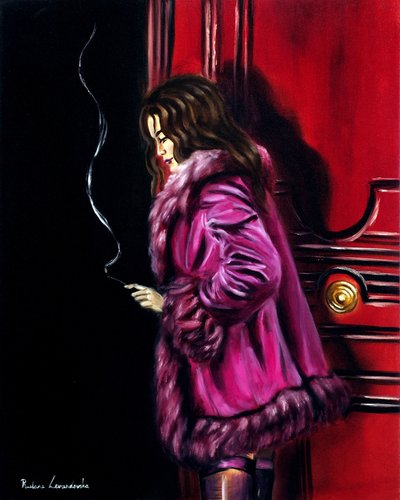 ナイトフォール・カフェ、2025年（キャンバスに油彩） 作： Ruslana Levandovska