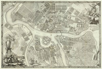 サンクトペテルブルクの創設50周年、1753年のサンクトペテルブルク本の地図 作： Russian Master