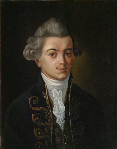 ファビュリストのイワン・ケムニツァーの肖像画、1745～1784年、19世紀のロシア絵画。 作： Russian Master.