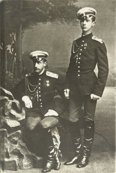 Les grands ducs Constantin Constantinovitch (1858-1915) et Dimitri Constantinovitch (1860-1919) - コンスタンティン・コンスタンティノヴィッチ大公とロシアのディミトリ・コンスタンティノヴィッチ大公、匿名。 シルバーゼラチン写真、c。 1890年 ロシア国営映画 作： Russian Photographer