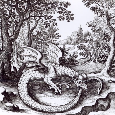 森の中のドラゴン、バジルバレンタイン作「Musaeum Hermeticum Reformatum」（1678年） 作： Russian School