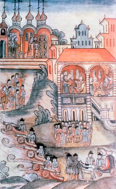 ロシアのピーターI（1672-1725）の誕生のお祝い 作： Russian School