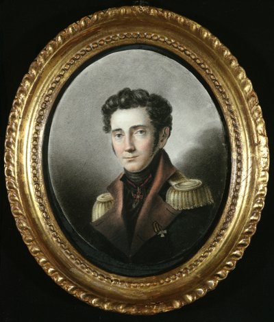 1818年のロシア将校の肖像（紙にトイレ） 作： Russian School